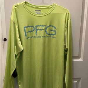 Columbia Men's Lime Green PFG Fishing Performance Long Sleeve Tee Shirt